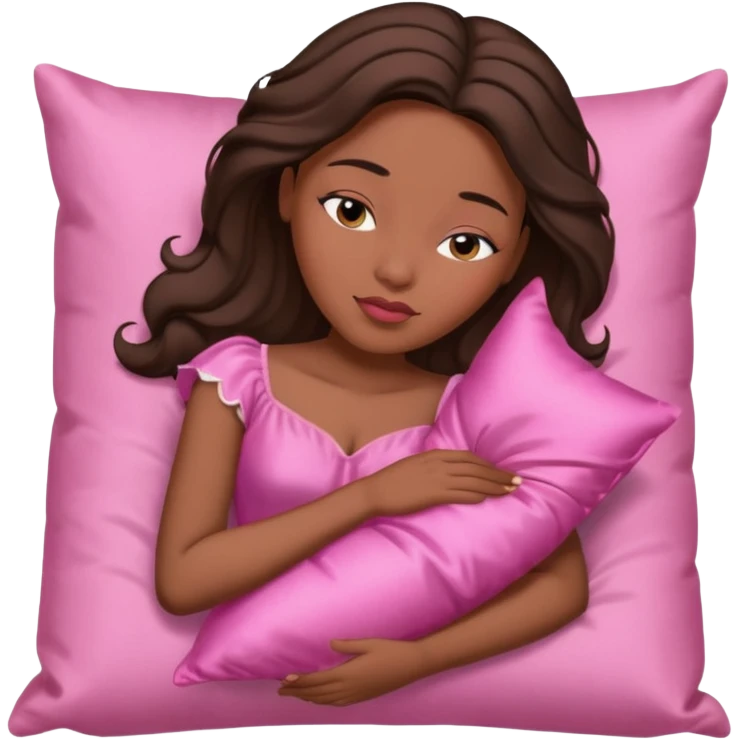 sleeping beauty african american woman with dark brown hair with a silk pillow emoji