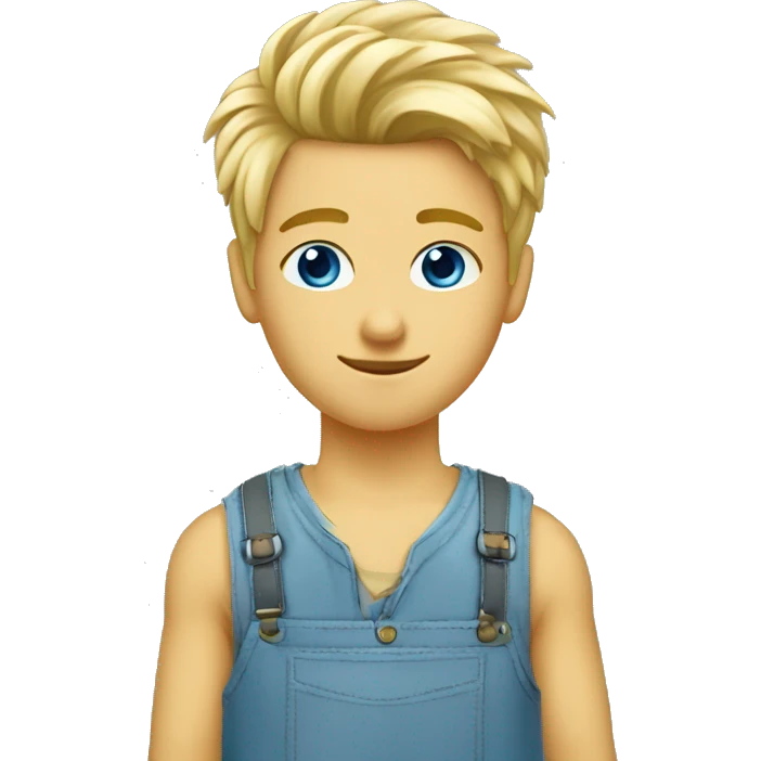 Garçon blond yeux bleu coiffé bazar emoji