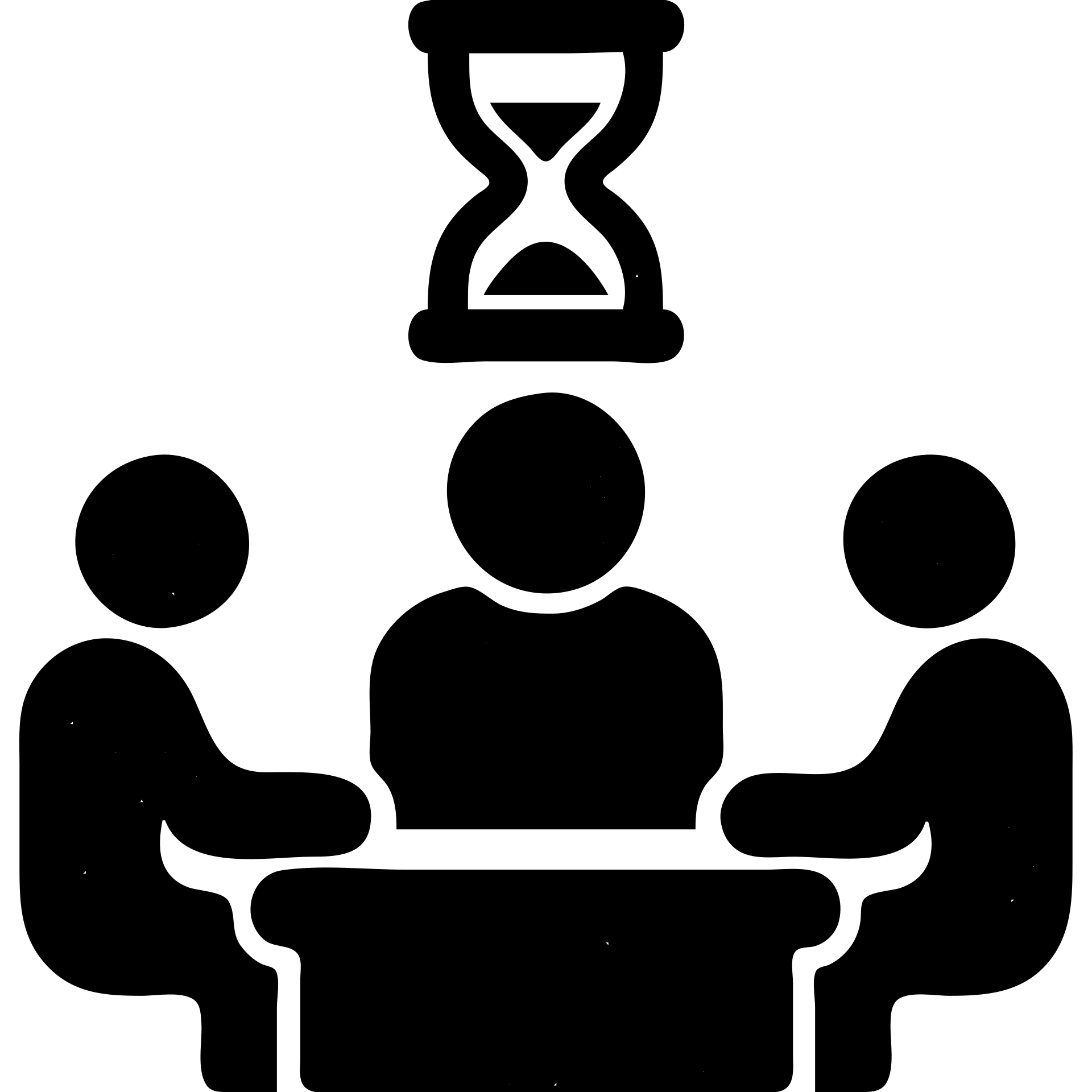minimalist solid icon of players and a game master collaborating, with a clock or hourglass representing a multi-day marathon, worn and distressed effect emoji