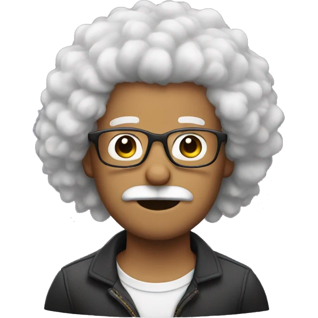 guy with fluffy hair and glasses with a mustache  emoji