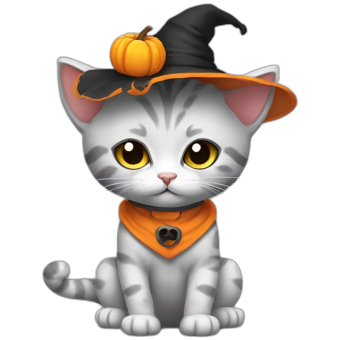 kitten in halloween clothes emoji