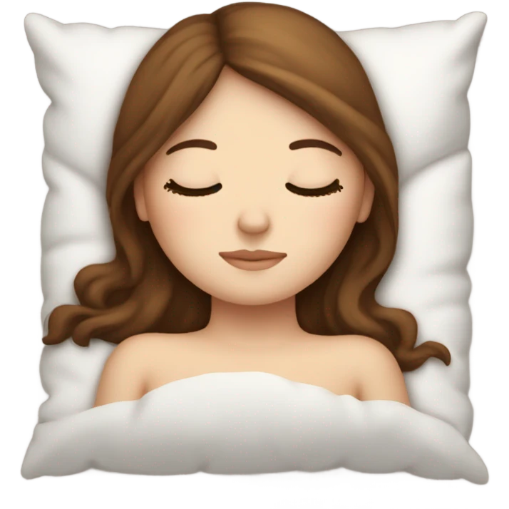 White girl with frekles Brown not curly hair sleeping peacfully on a pillow  emoji