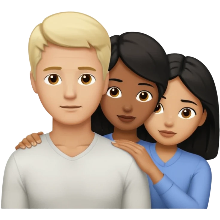 White blond man massages black haired brown woman from front view emoji