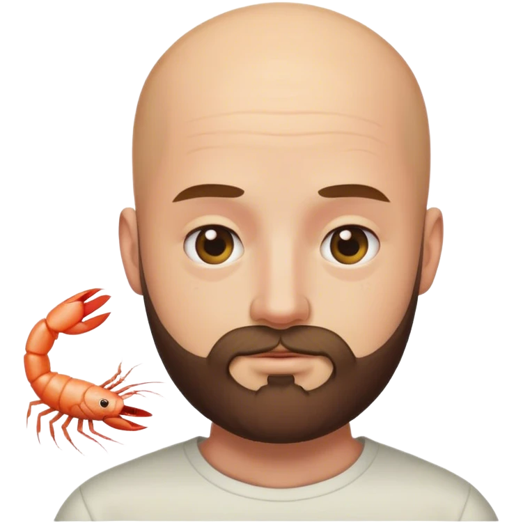 bald phd white graduate with beard but is the shrimp emoji emoji