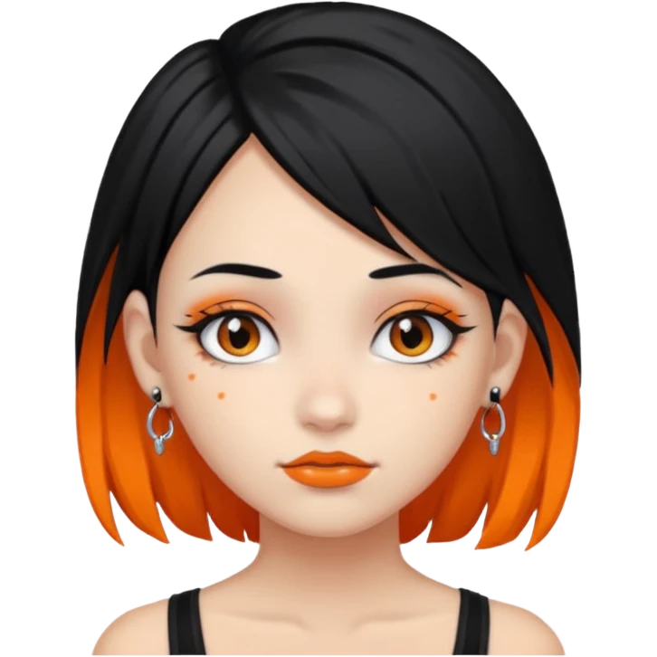 Half orange half black hair girl with piercings emoji