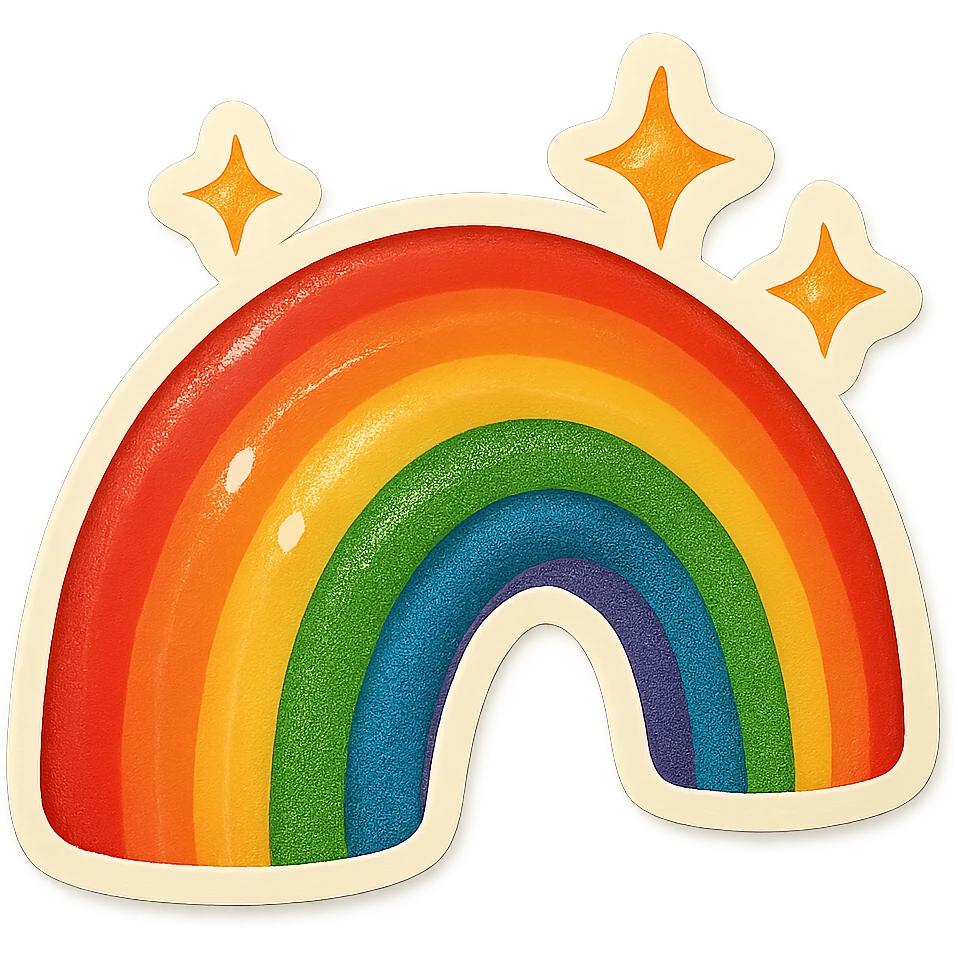 groovy rainbow with sparkles emoji