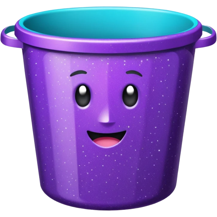 Glitter Purple and Cian  metal rubbish bin office emoji