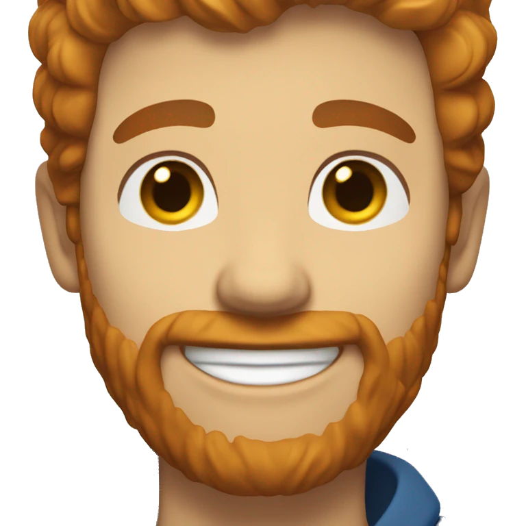 Brown haired white man with ginger beard, blue eyes and a gappy smile  emoji