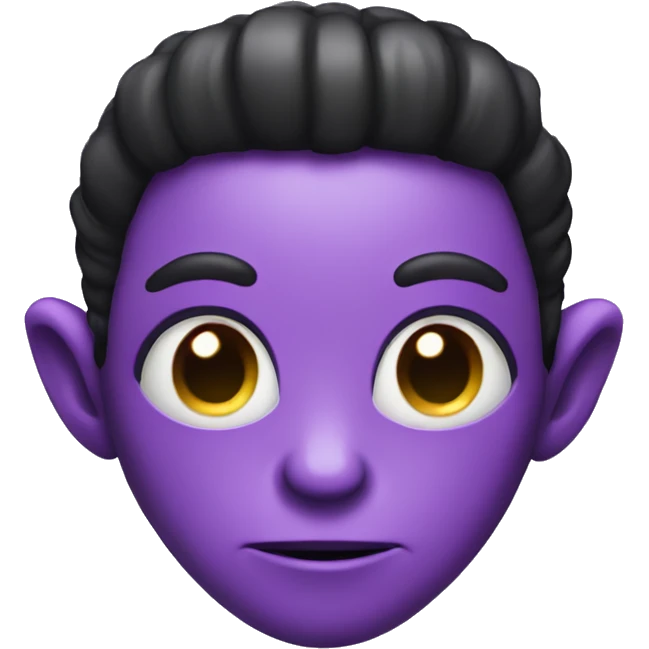 Purple alien with black hair and pink horns emoji