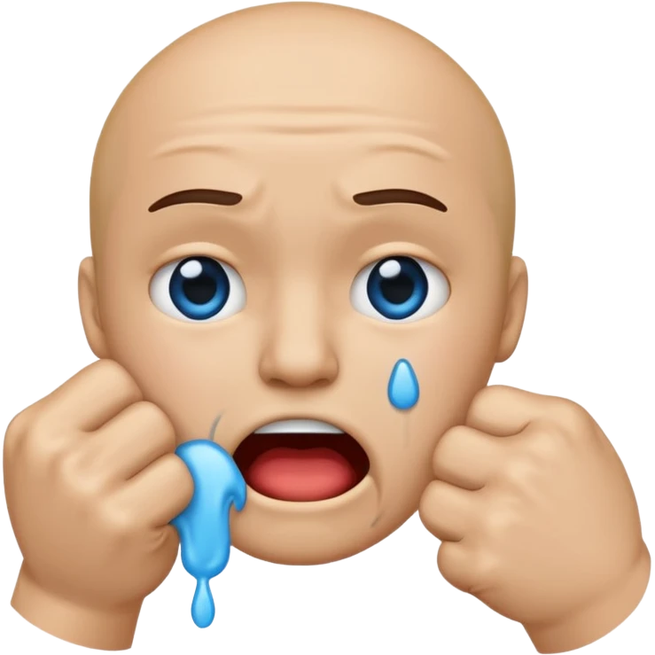 Crying emoji with fist in front of mouth emoji