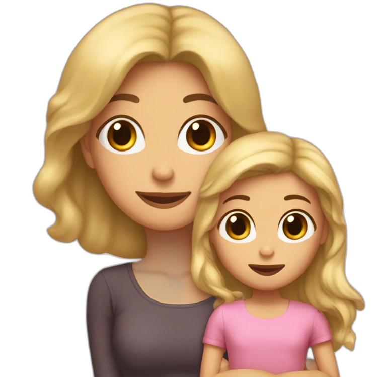 Maman brune qui fait un câlin à ça fille blonde emoji