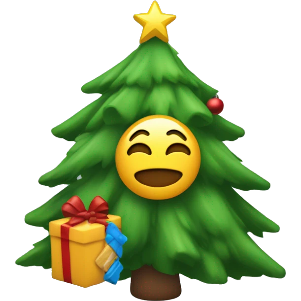 un emoji avec un sapin de noel et sur le toit un sapin de Noël  emoji