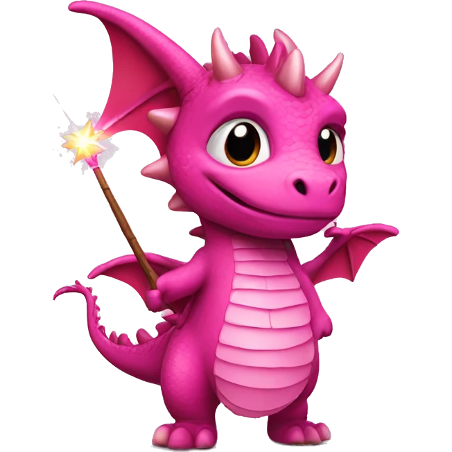 Dragon in a pink dress with a magic wand emoji