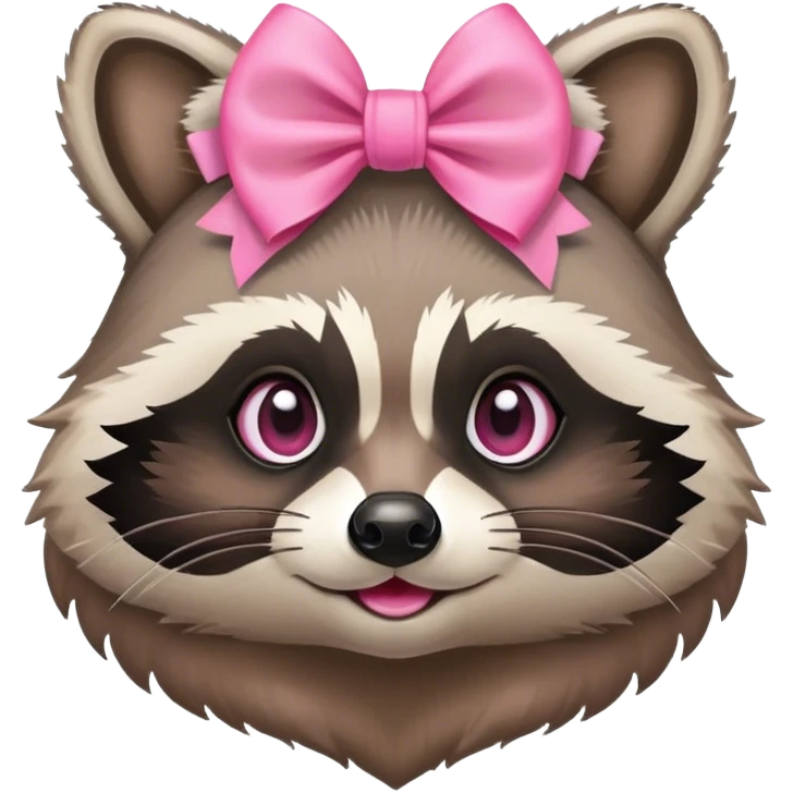 Loving raccoon with pink bow on head emoji