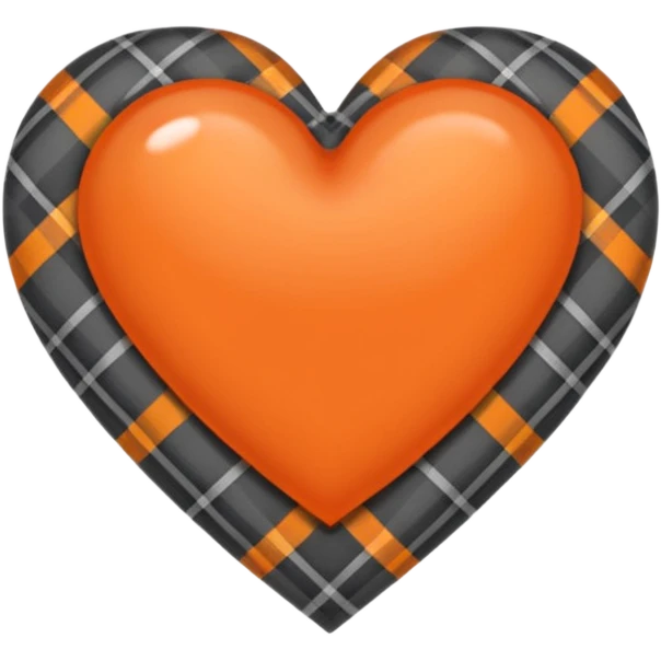 Grey orange tartan plaid heart emoji