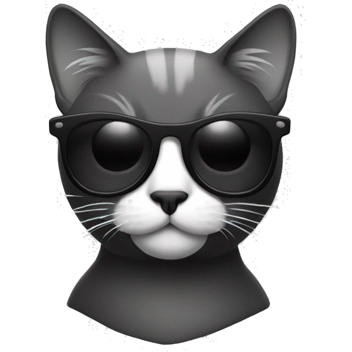 Cat with sunglasses black and white emoji