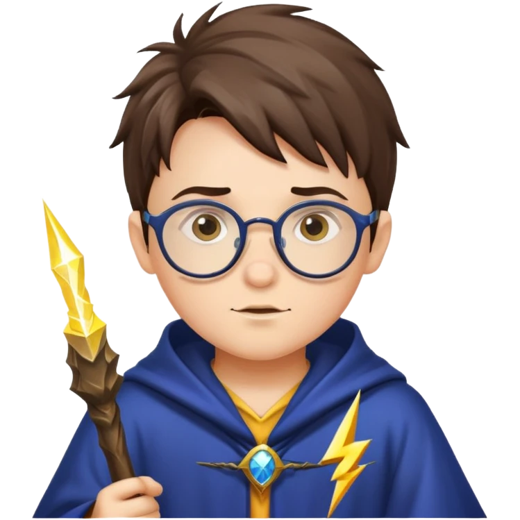 wizard boy with glasses and lightning scar emoji