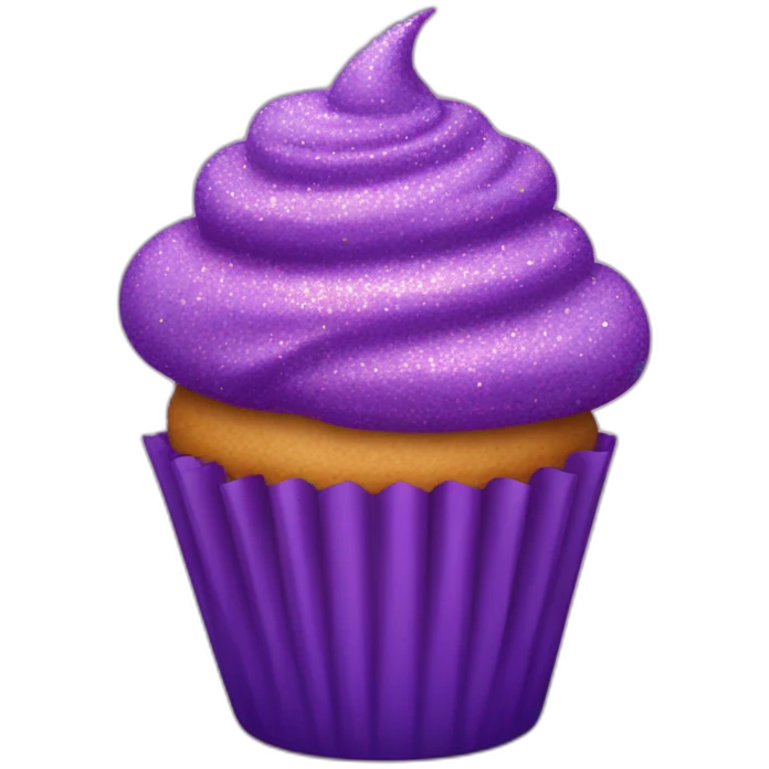 Happy purple glittery cupcake  emoji