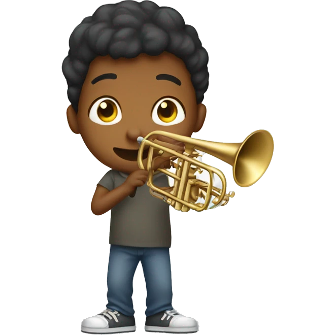 Teeage boy playing the trombone emoji