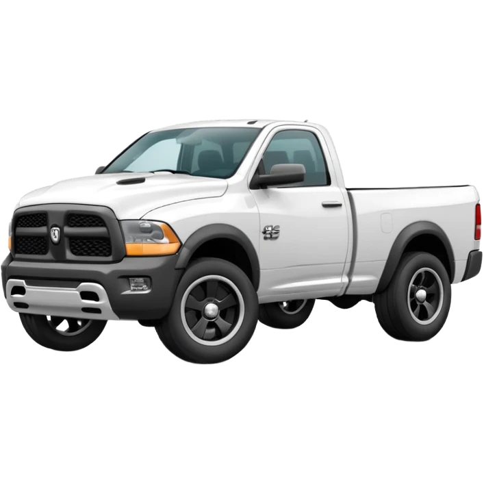 A white half ton RAM pickup with black wheels emoji