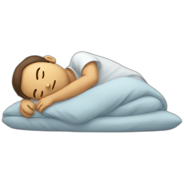 Men sleeping driming about a hug emoji