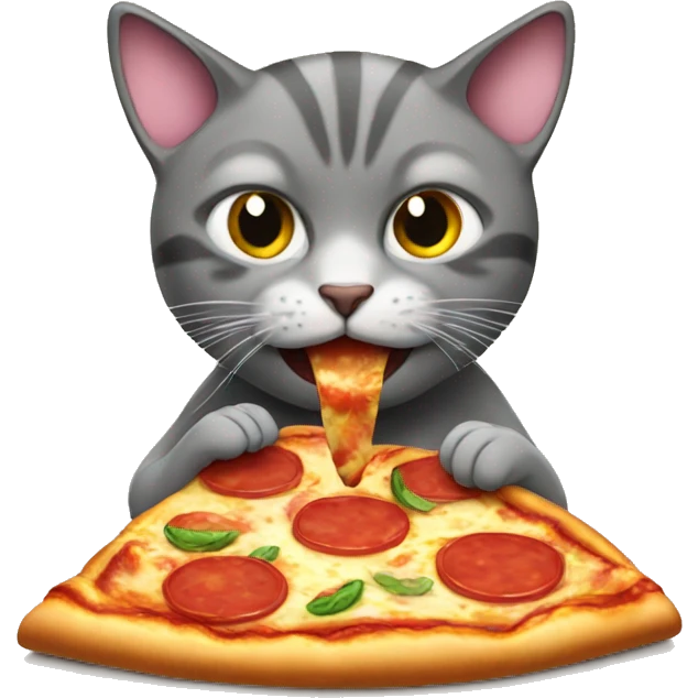 Cat eating pizza emoji