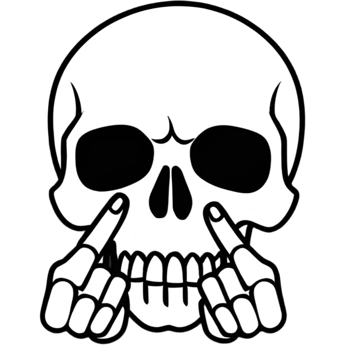 skull making a 'shh' gesture, finger to mouth emoji