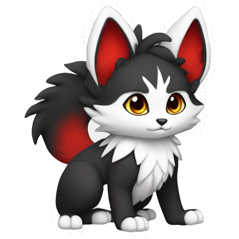 Anthro-Edgy-Cool-Dark-Black-White-Red-Contrast-Colors-Fantasy-Fur-Sona-Chibi-Shiny-Fakémon-Hybrid full body emoji