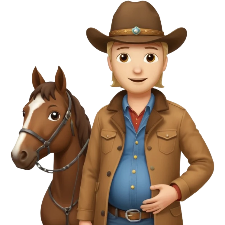 pregnant man  near horse emoji