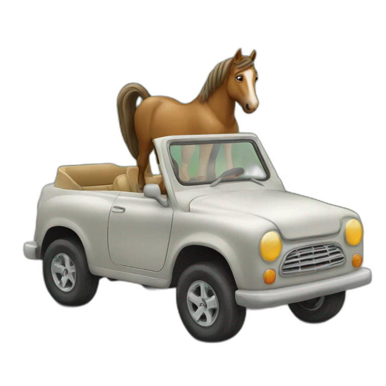 Cheval sur voiture emoji