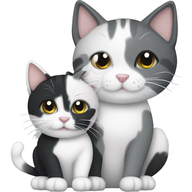grey and white cat & black cat emoji