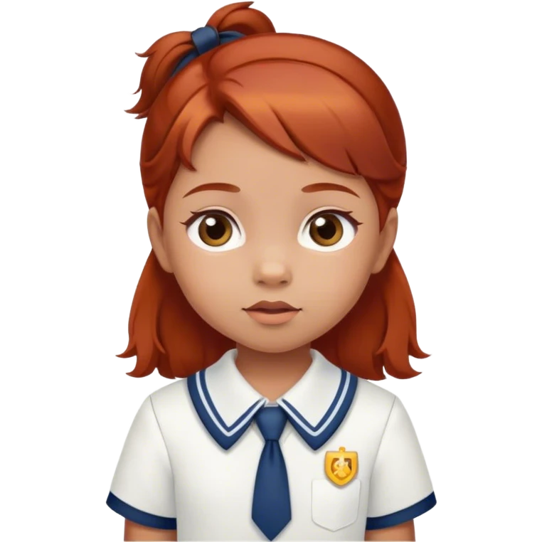 baby girl in school uniform dress with redesh brown hair emoji