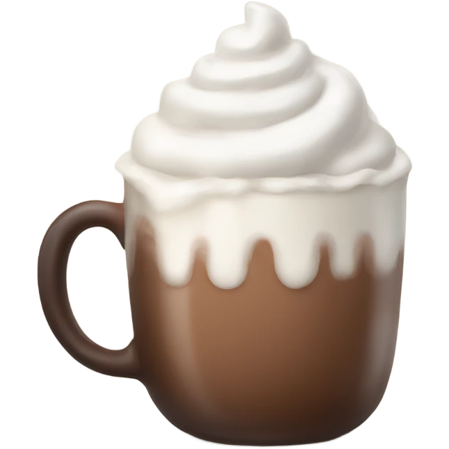 A mug of hot chocolate with marshmallows and whipped cream  emoji