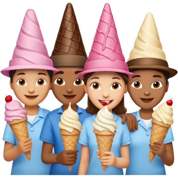Hat-wearing ice cream vendors emoji