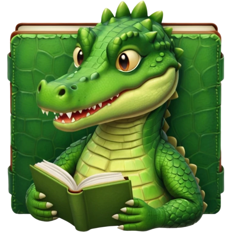 kitap okuyan timsah emoji