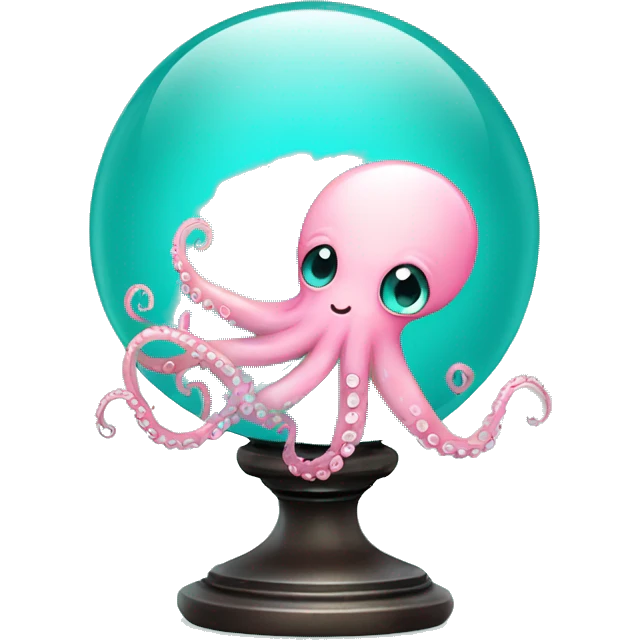 turquoise crystal ball with a light pink cute surgical octopus emoji