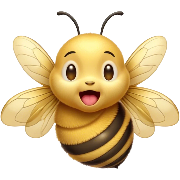 Cinematic Adorable Yawning Bee Portrait Emoji, Head tilted slightly with a dramatic, wide-open yawn, showcasing a tiny, fuzzy body with gently drooping wings and sleepy, half-closed eyes, Simplified yet irresistibly cute features, highly detailed, glowing with a soft, cozy golden glow, high shine, relaxed yet expressive, stylized with a dash of whimsical honey charm, soft glowing outline, capturing the essence of a drowsy bee that appears ready to stretch out for a nap! emoji