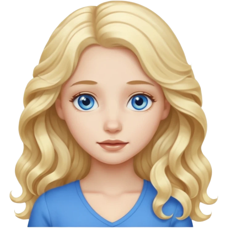 A pale girl with blue eyes and long and blonde , wavy hair  emoji