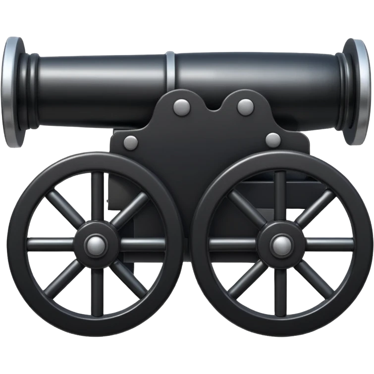A black shiny cannon facing forward emoji