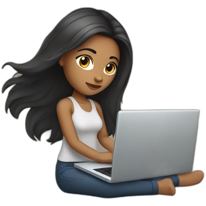 woman light brown skin long dark hair with laptop emoji