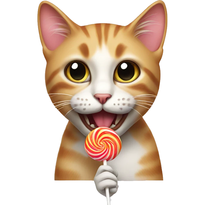Cat eating a lollipop emoji