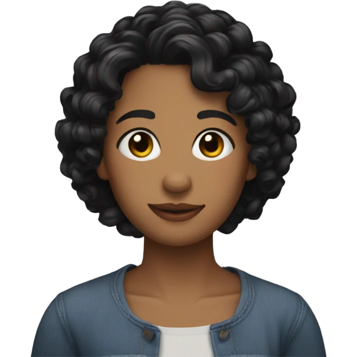 one single strand of short curly black hair emoji
