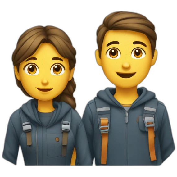 Garçon et une fille font des câlins emoji