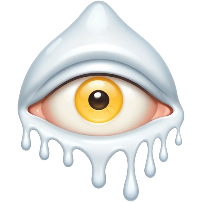 White liquid dripping from eye emoji