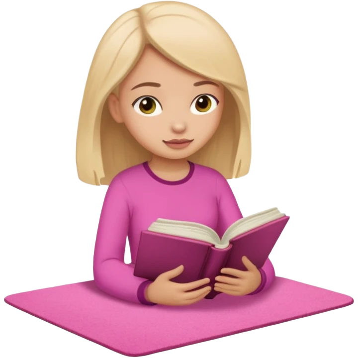 The girl is reading nomoz in the pink carpet of nomoz emoji