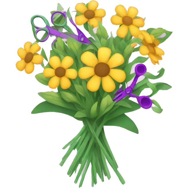 A flower bouquet of multiple scissors emoji