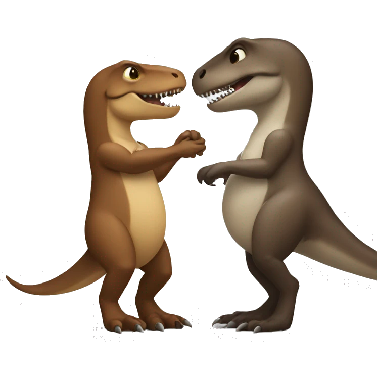 Trex with otter holding hands emoji