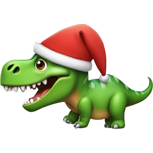Dinosaur with Christmas hat emoji