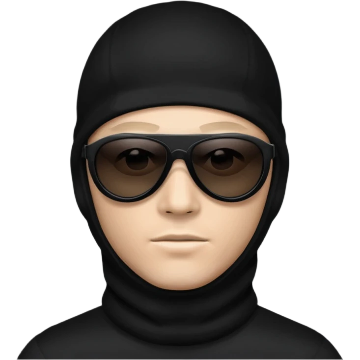 man in black balaclava and black sunglasses emoji