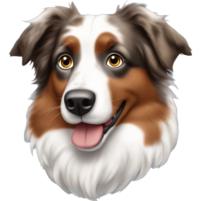 Red Merle Australian shepherd with blue eyes and a tail  emoji